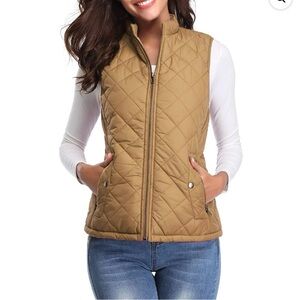 Women's Tan Quilted Vest
